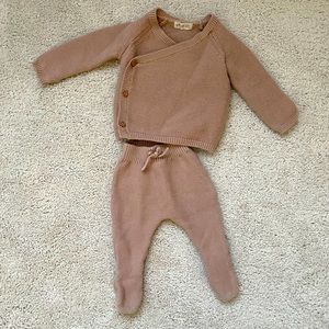 Quincy Mae knit cardigan sweater & pant set 6-12mo